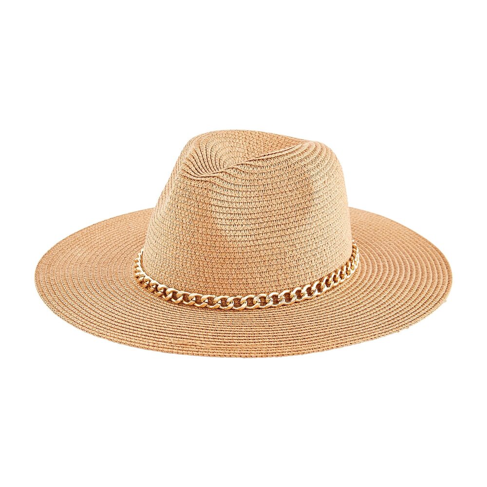7324 Chain Fedora, Tan, One Size